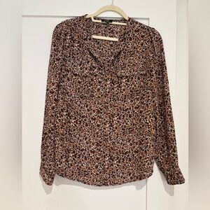Jones New York Brown and Black Patterned Blouse